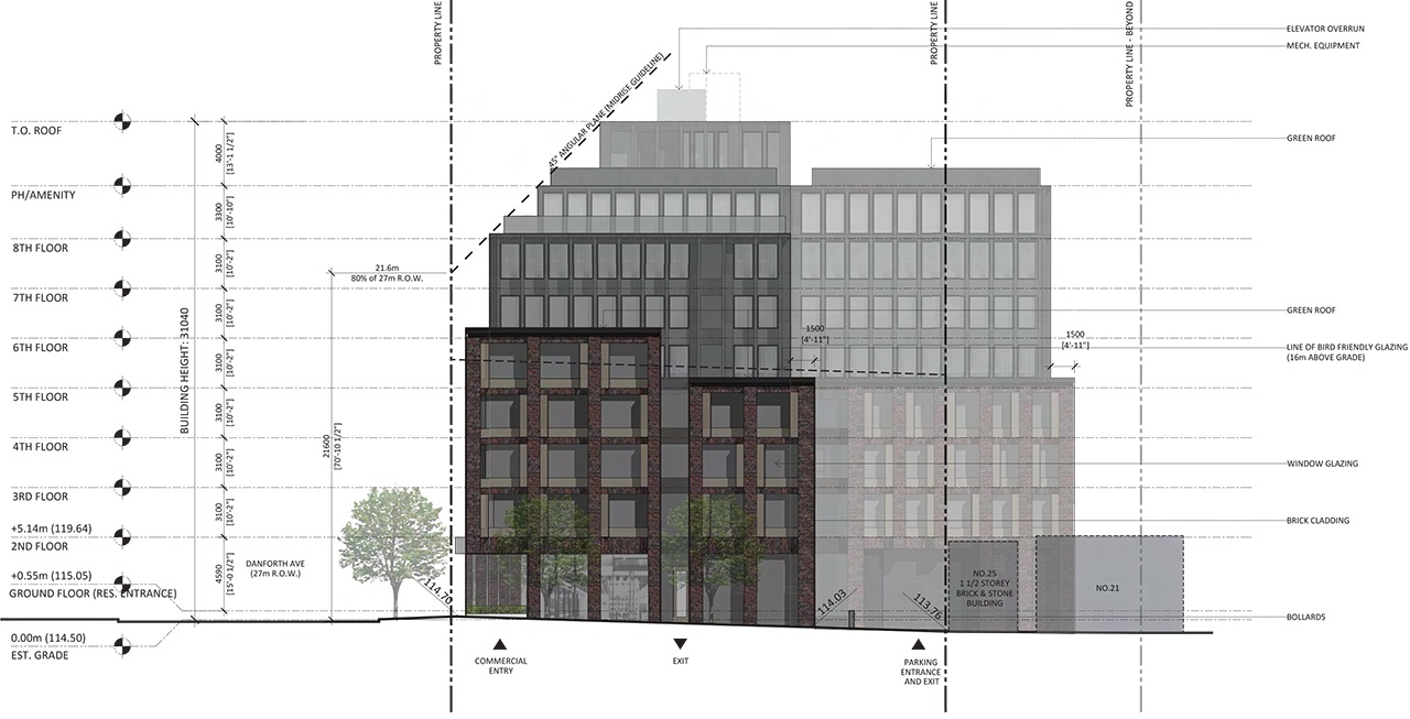 West Elevation of 1111 Danforth Avenue